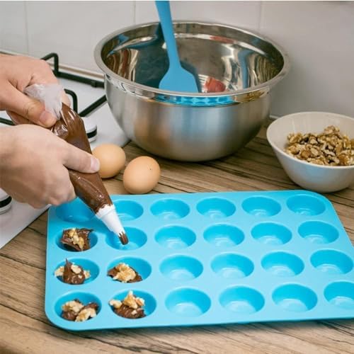 xutong 2pcs Mini Muffin Pan 24 Cups, Silicone Cookies Cupcake Bakeware Tin Soap Tray Mould Non Stick, Dishwasher Safe - Image 3