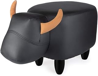 Balvi Sgabello La Vache Colore Nero A Forma di Mucca Game in Legno Finta Pelle/Legno