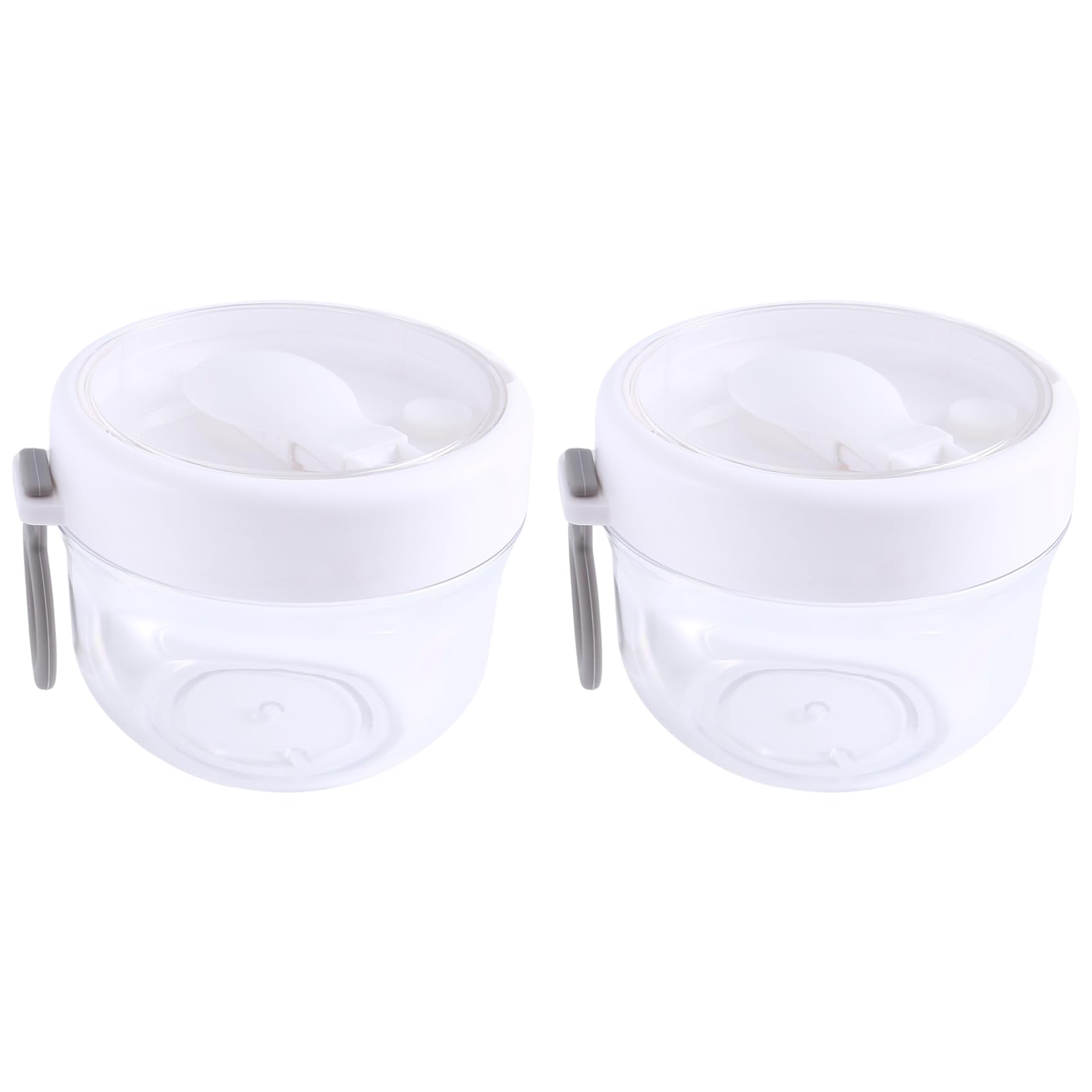 CTRLZS Overnight Oat Containers with Lid and Spoons 2PCS, 20Oz Portable Plastic Yogurt Jars,Leak-Proof Dessert Cups White