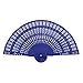 Legno Cavo Ventilatore Intagliato A Mano D'epoca Ventilatore Pieghevole - Blu