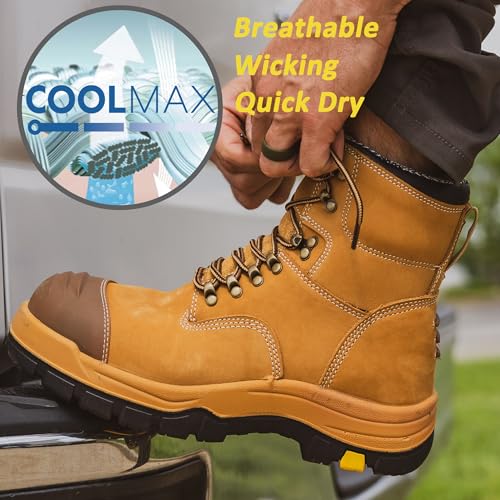 ROCKROOSTER Roslyn Composite Toe Side Zip Work Boots for Men, 7" Lightweight Comp Toe Cap Comfortable YKK Zipper Non-slip Rubber，ASTM F2413-18 EH Safety Boot, Wide Ankle Support Boots (CP232Z-245Z)4