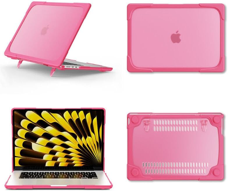 case for MacBook Pro 13 with Touch ID A2289 A2251 (Color: Hot Pink) Laptop Hard Back Hard Silicon Flip Stand Case Front + Back