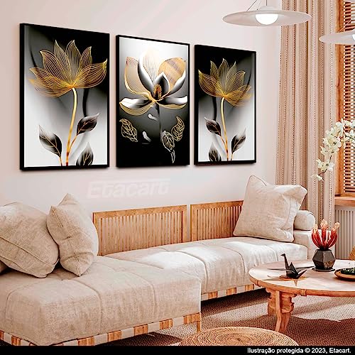 Quadros Decorativos Luxo Flor De Luz Ouro Preto Luxo Sala Hall