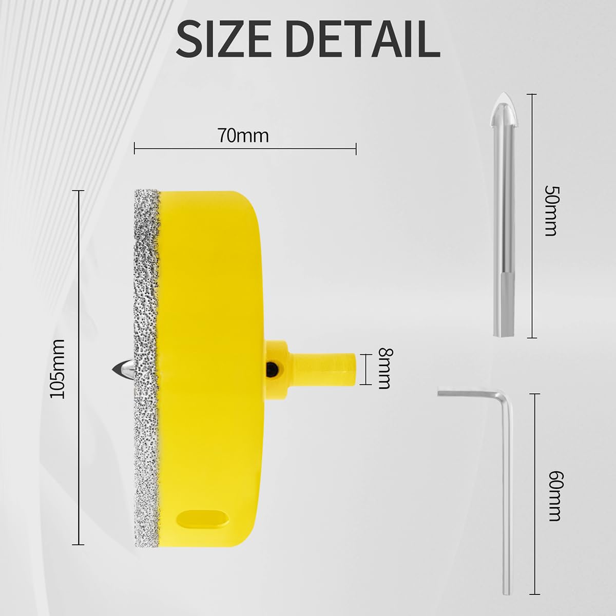 Aohhy 105mm Diamond Hole Saw with Pilot Bit, Professional Vacuum Brazed Diamond Drill Bit for Tile Porcelain, Glass, Marble, Ceramic - Image 2