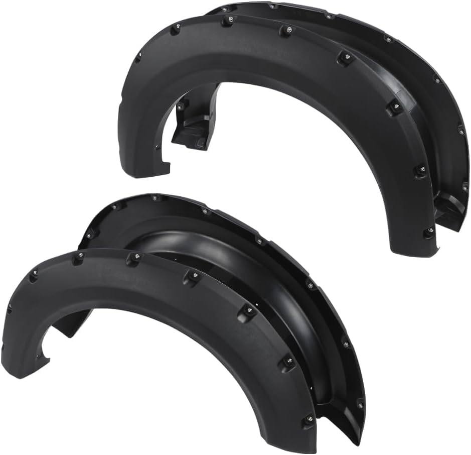 CHEDA Fender Flares Compatible with Ford F150 Styleside with 67.0/78.8/97.4 bed length models 2009-2014 (Do not fit Platinum and Raptor models) 4PCS Black Pocket Rivet Style Textured