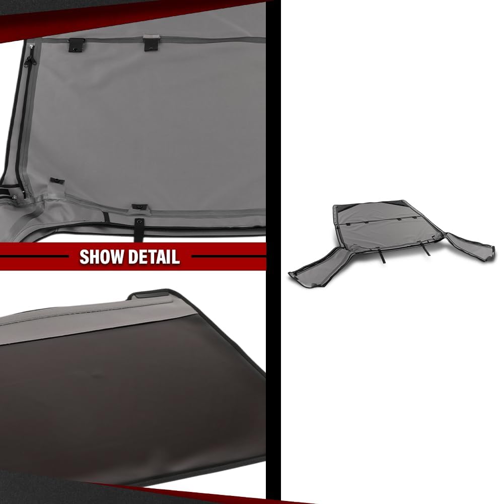 Soft Upper Doors Side Windows Cab Enclosure w/plastic windows 4PCS Compatible with Jeep Wrangler 1987-1995 With Factory Squared Style Upper Doors Only 9870215, 9870217 Black