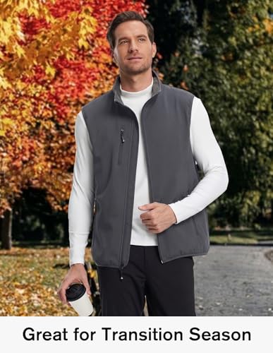 Image of fit space Men's Lightweight Vest Softshell Sleeveless Windproof Jacket with Zipper Pcoket Cycling Travel Hiking Running Golf