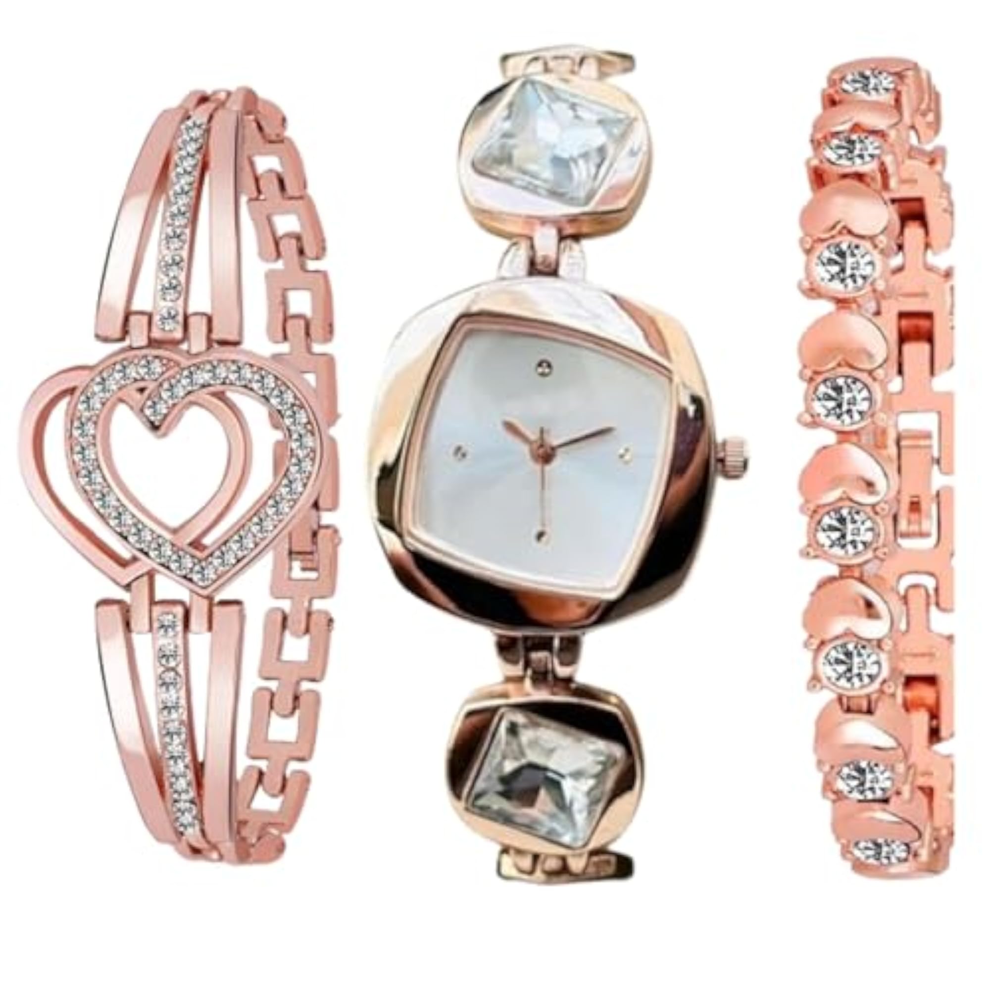 Women's Multicolor Square Dial Watch with Bracelet Gift