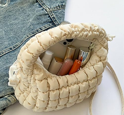 Image of Small Puffer Quilted Shoulder Purse Women 2025 Crossbody Bag Bubble Mini Tote Bag Nylon Handbag Pad Soft Handbag