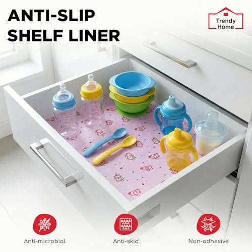 Image of Trendy Home Anti-Slip Mat 45 cm x 1 m for Drawers, Fridge & Shelf Liners | Printed Design, Non-Slip, Food Grade EVA, Washable Kitchen Mat, Pandro Love