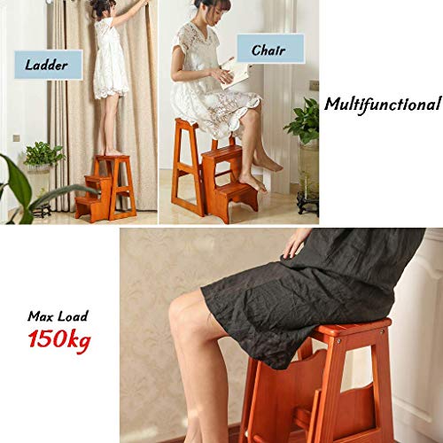 Escabeau élargi pliable en bois blanc pour optimiser vos rangements - 7