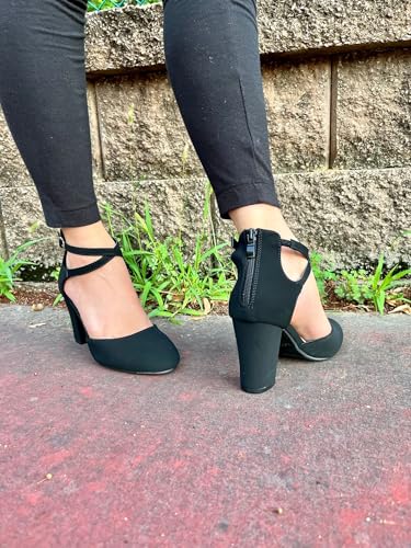 TOP Moda Women's Chunky Block Heels Closed Toe Ankle Strap Pumps Dress Shoes3