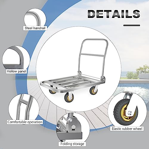 Carretilla plegable resistente 660lbs acero inoxidable miniatura 4