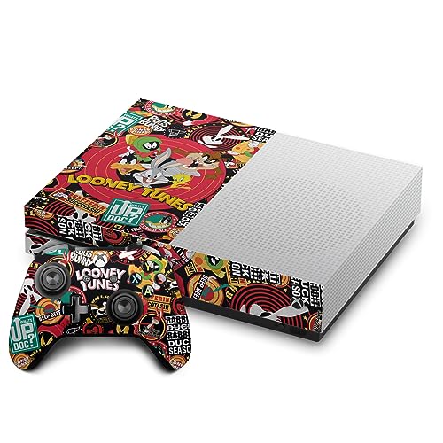 Xbox One S Skin Vinyle Looney Tunes Collage d'Autocollants Head Case Designs pour Console et Manette