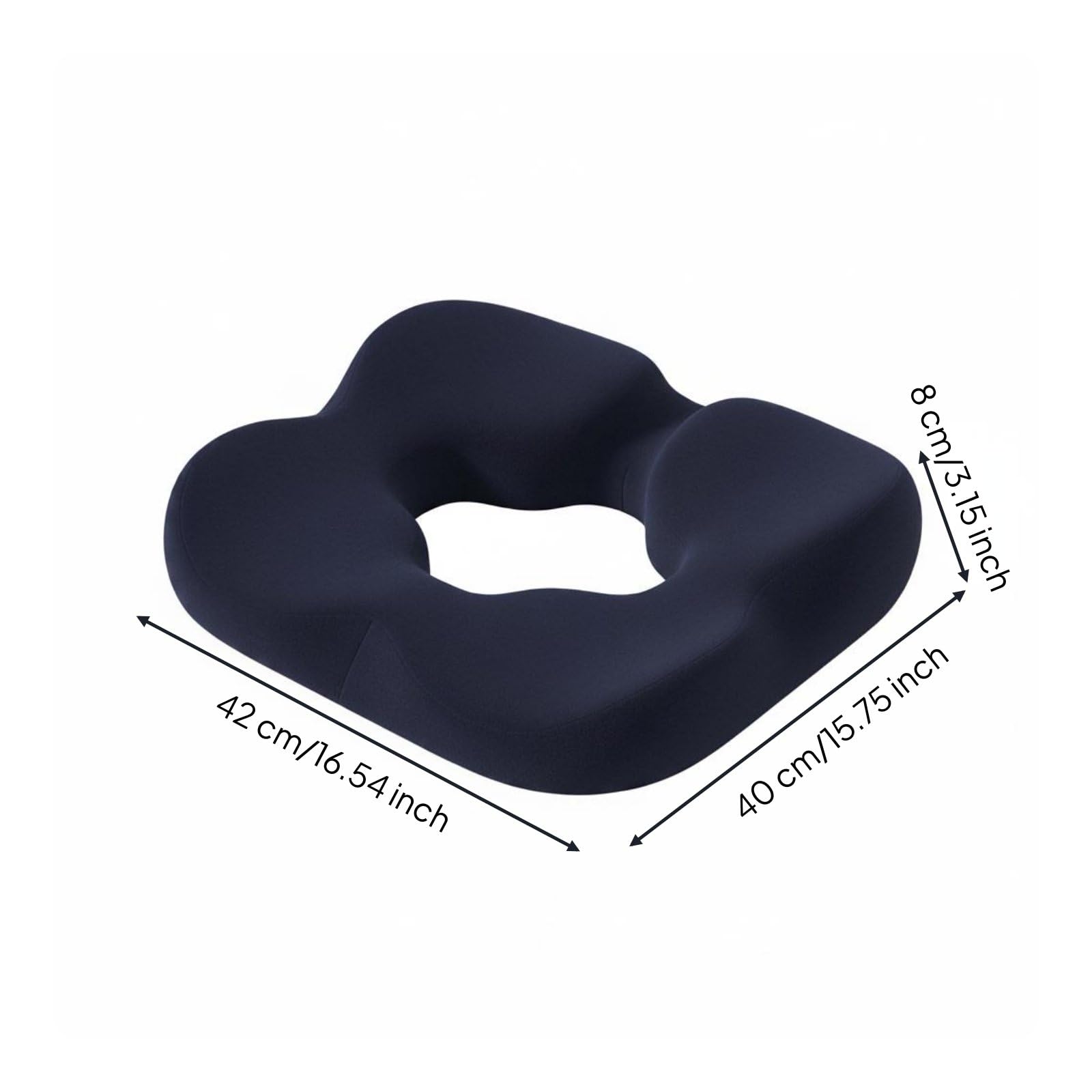 Cuscino Ortopedico da Seduta Donut Cuscino Circolare Cuscino per Sedia Cuscino Posteriore con Foro Cavo Centrale Riduce Pressione Ventilazione, Blu Scuro, Tessuto Felpa