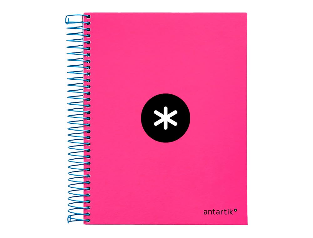 Spiral Notebook liderpapel a5 Micro antartik Lined Cover 120h 100g Smooth with Bands 6 Holes fluor Pink