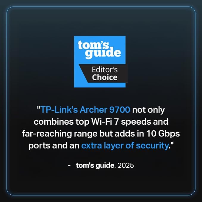 Miniatura 2 de TP-Link Tri-Band BE9700 WiFi 7 Router Archer BE600  10G WANLAN +2.5G WANLAN +3× 2.5G Puertos LAN, nuevo canal de 320 Mhz  Cubre hasta 2,600 pies
