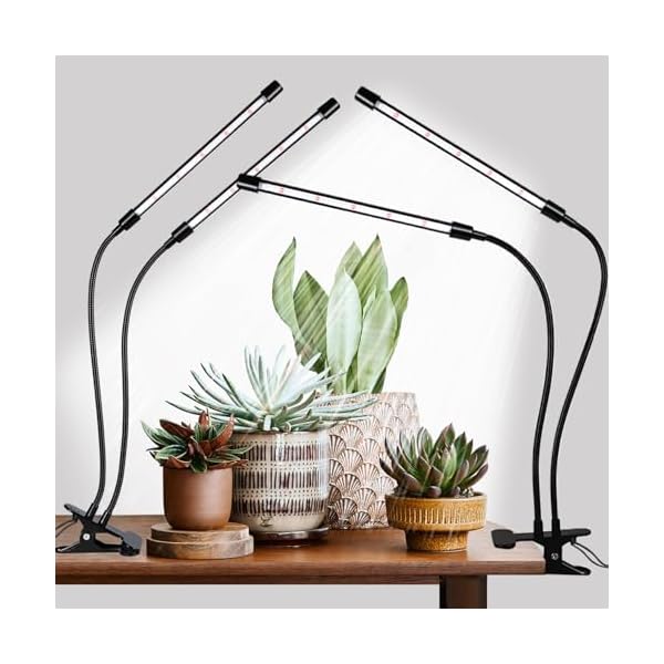 Grow Lights for Indoor Plants, 168 LEDs Clip Plant Lights, Full Spectrum LED Plant Growing Lamps with Flexible Gooseneck 4/8/12/18H Timer, 3 Spectral Modes, 10 Dimmable Levels, 2 Pack