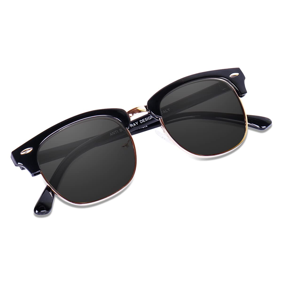 Classic Horn Rimmed Semi Rimless Unisex Retro Driving Sunglasses For Men and Women | 100% UV Blocking Sun Glasses |-image-24