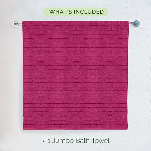 Image of Elegant Comfort 100% Turkish Cotton Corduroy Ribbed Luxury Jumbo Bath Towel Ultra Soft - 35 x 70 Inch - Luxury Spa Premium Hotel Quality Highly Absorbent and Quick Dry Large Bath Towel, Hot Pink