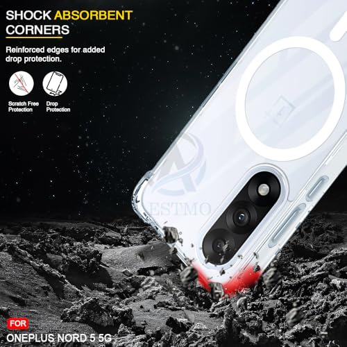 Image of AESTMO Clear Back Cover for OnePlus Nord 5 5G | 360 Protection | Transparent Back Cover for OnePlus Nord 5 5G (PC + TPU, Compatible with MagSafe Accessories, Transparent Bumper)