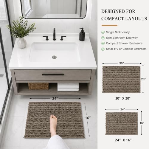 Image of Arotive Luxury Small Bathroom Rugs 24x16, Extra Soft Thick Absorbent Shaggy Chenille Bath Rugs, Machine Wash Dry, Bath Mats for Bathroom Floor, Tub and Shower, Home Decor Accessories, Camel