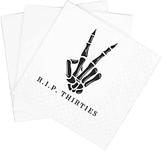 SharkBliss RIP Thirties Cocktail Napkins, 100 Pack RIP Thirties Death to My 30s Dirty 40 Birthday Paper Cocktail Beverage Napkins in Bulk for 40th Birthday | 2-Ply, 5x5" (RIP Thirties Napkins)