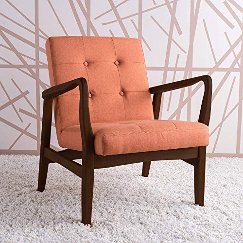 Image of APRODZ Orange Fabric Mid Century Modern Club Chair