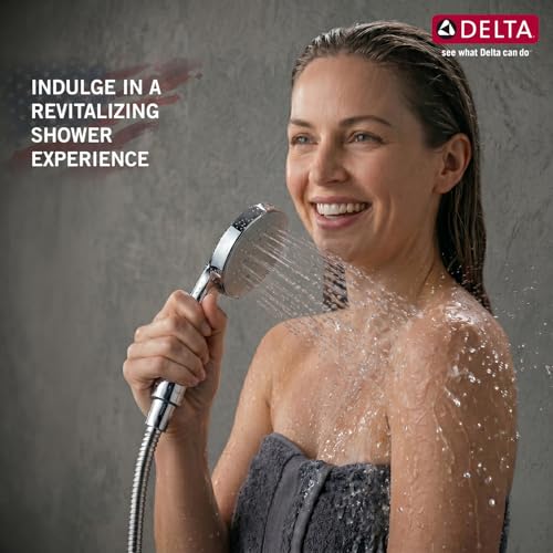 Image of Delta Faucet Single Function Handshower with Hose and Bracket I Handheld Shower I Shower head for Bathroom I 10 Year Warranty I Magnetic Docking I Polished Chrome - S664