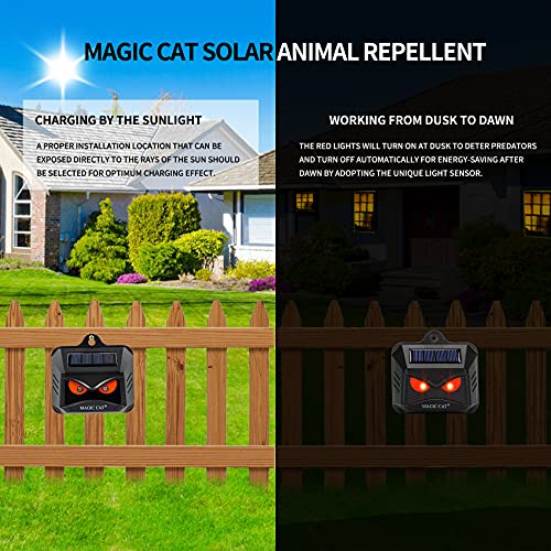 MAGIC CAT 4 Pack Solar Animal Repeller Outdoor, 2024 Nocturnal Animal Predator Deterrent with Red Lights, Waterproof Skunk Deer Coyote Raccoon Squirrel Cat Repellent for Garden Yard Farm Chicken Coop - Image 4