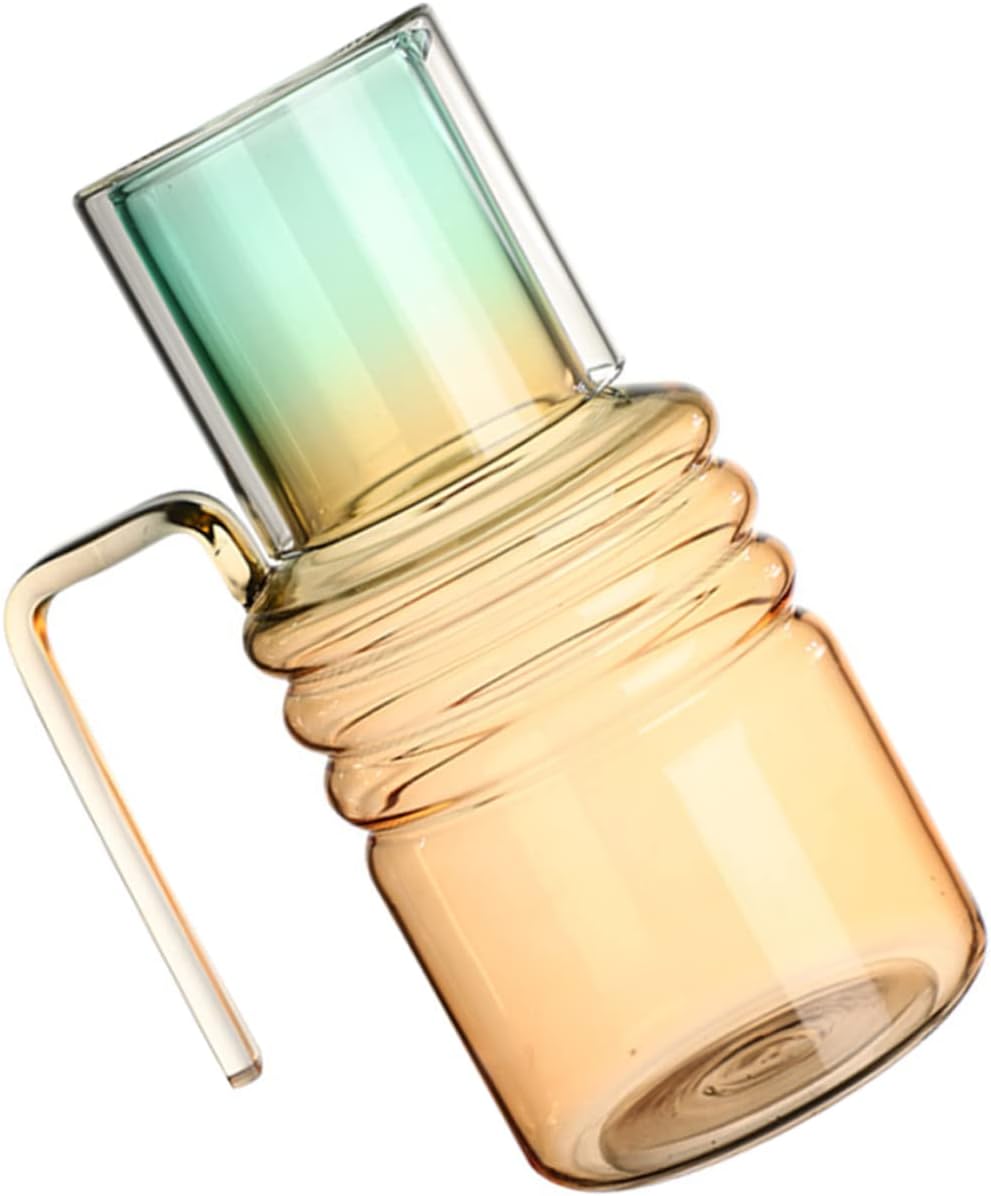 1set Gradient Glass Water Pitcher Versatile Pitcher for Juice Tea Water for Home Office Parties Glass Convenient Grip Handle Multi-functional Cup Lid Included