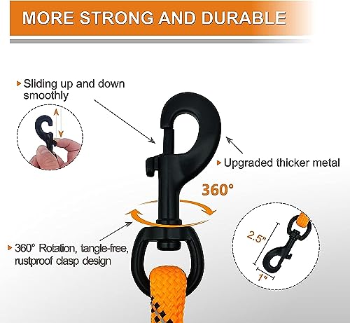 Image of 5FT Strong Dog Leash with Comfortable Padded Handle and Highly Reflective Threads Dog Leashes for Small Medium and Large Dogs (Double Handle - Orange)