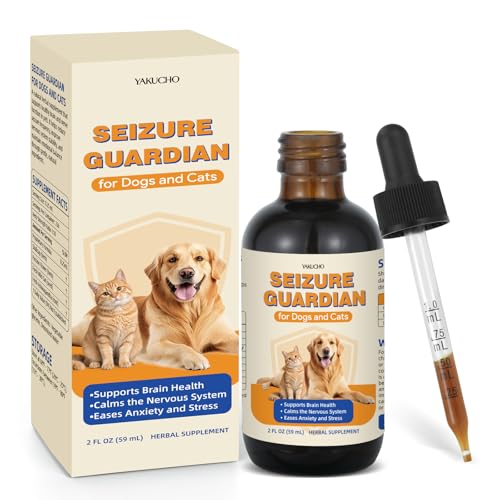 Seizure Guardian for Dogs and Cats Herbal Nervous System Support with Skullcap Passionflower Wild Oat & Ashwagandha Helps with Occasional Shaking & Muscle Tension Easy Touse - 59 mL