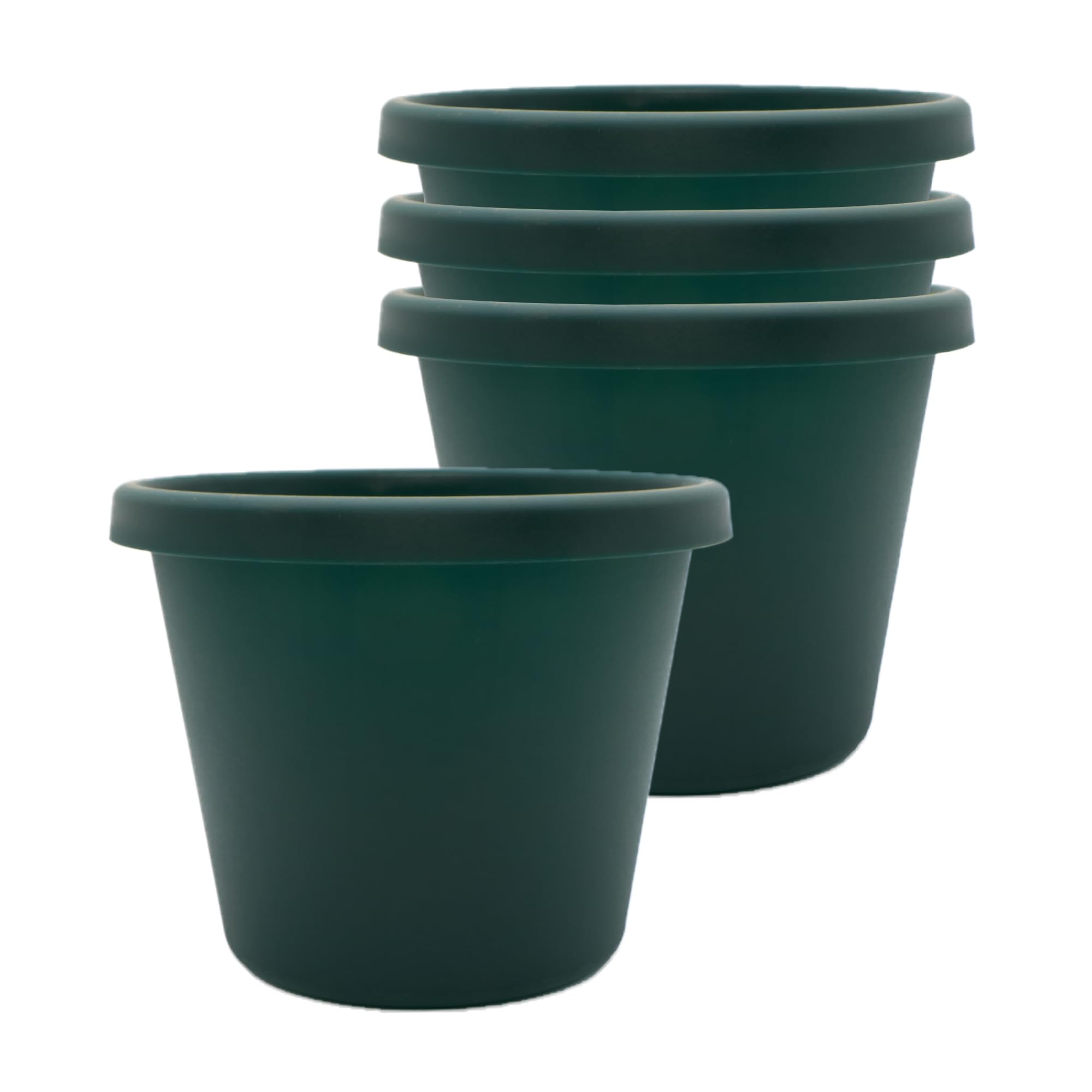 The HC Companies Prima Round Planter Pot, 8 Inch, Evergreen, 4-Pack