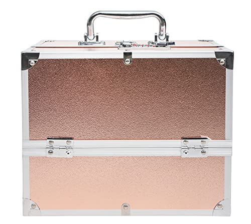 Image of ADSON Professional Beauty Makeup Box 17.78 Cms Make Up Cosmetic Vanity Box /Case (Rose Gold)