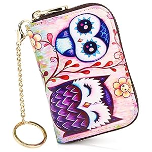 APHISON RFID Credit Card Holder Wallets for Women Leather Zipper Card Case for Ladies Keychain Wallet