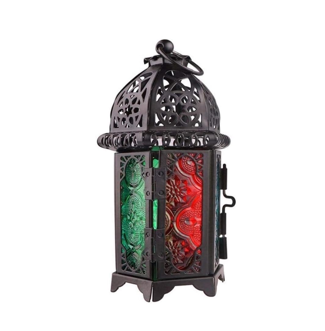 Candle Holder HoldersClassic Moroccan Decor Windproof Candle Holders Votive Iron Glass Hanging Candlestick Candle Lantern Party Desktop Decoration