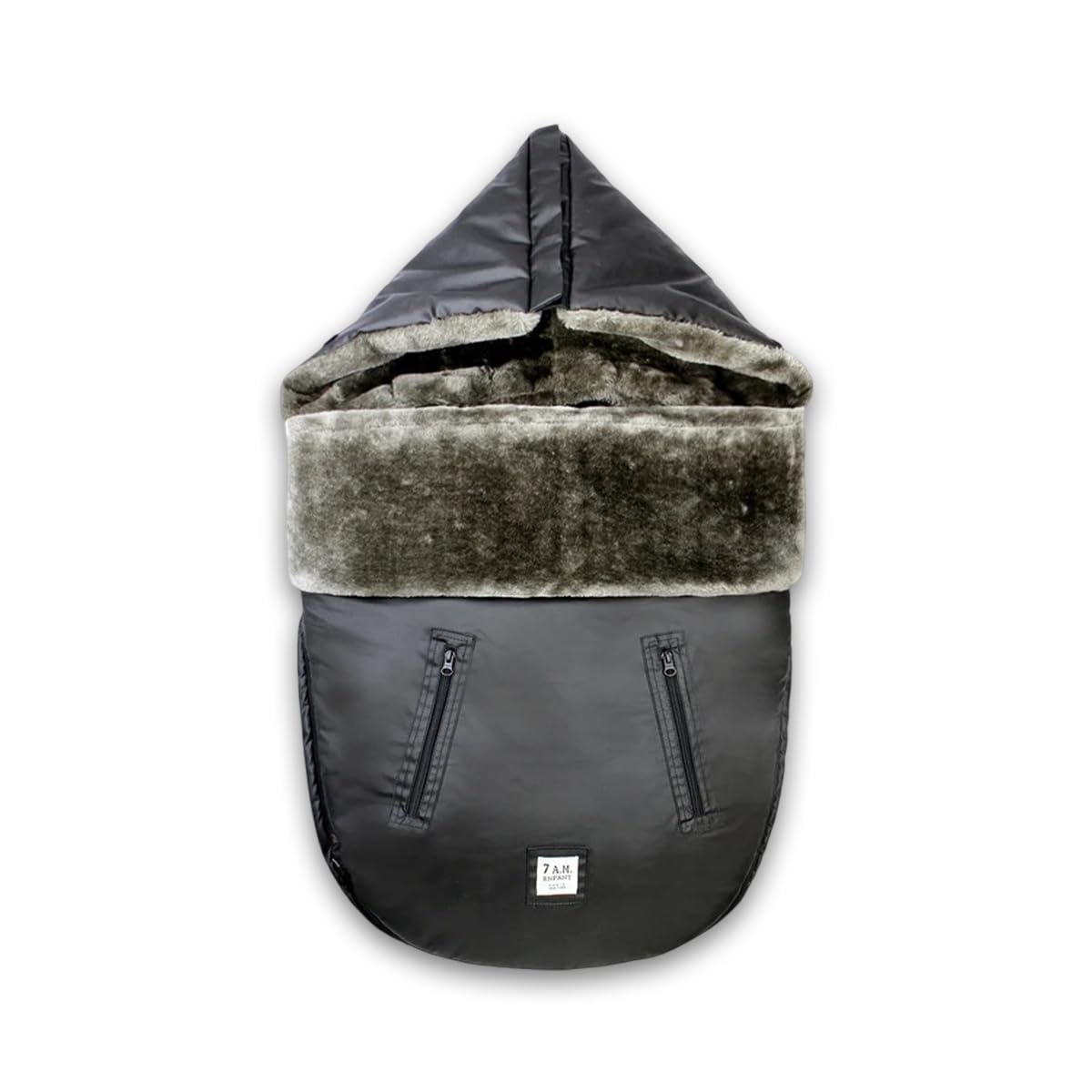 7 AM Enfant - Saco para cochecito de bebé, bolsa de invierno repelente al agua para cochecitos y asiento de coche, forro polar suave y forro de felpa para bebé | (gris jaspeado, piel sintética negra