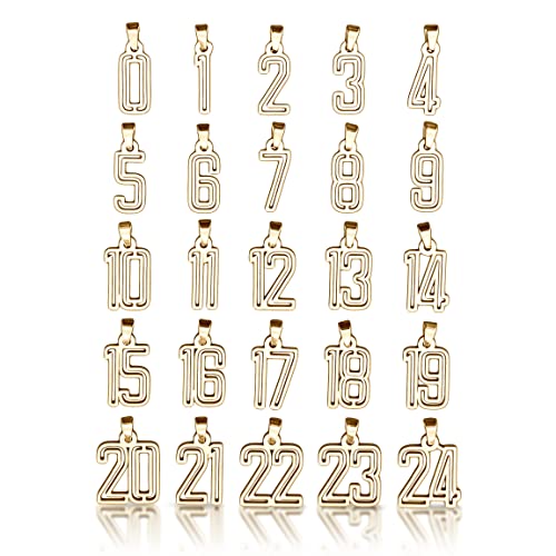 00-99 Varsity Number Pendant With Chain Necklace - 14K Gold Plated Stainless Steel2