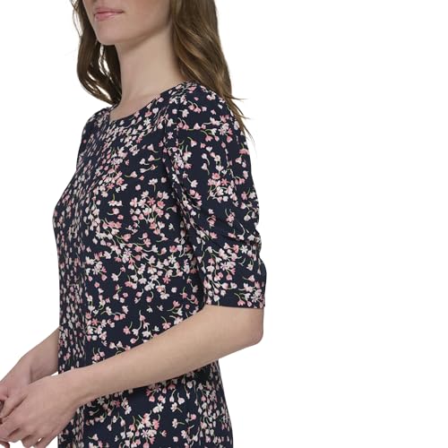 Image of Tommy Hilfiger Women's 1 /2 Sleeve Boat Neck Cotton Shift Mini Dress