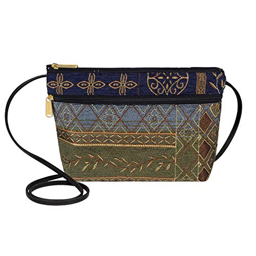 Danny K Women s Tapestry Zipper Purse Crossbody Handbag, Adjustable Cord, Handmade in USA