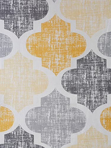 Image of Home Sizzler 1 Piece Morocaan Eyelet Polyester Semi Transparent Window Curtains-5 Feet, Yellow