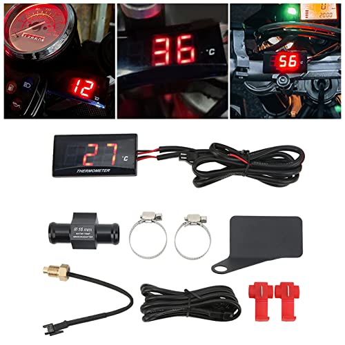 Compteur de température d'eau moto LCD rouge voltmètre 12V - 2