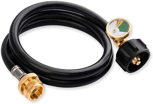 GASLAND Manguera de propano, línea de gas de 5 pies con medidor de propano, manguera de calibre de tanque de propano QCC1tipo 1 con indicador de