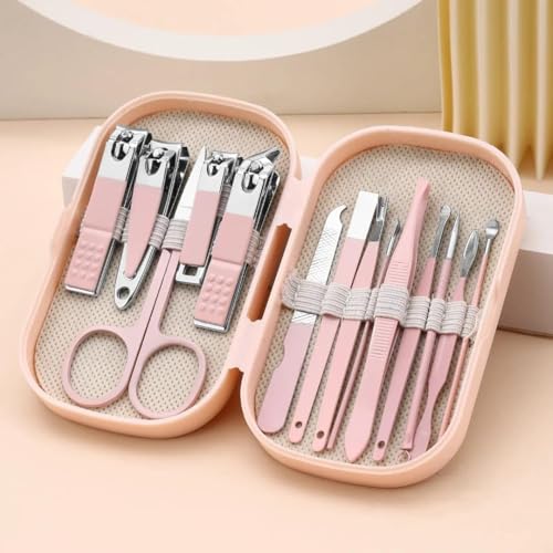 Image of Manicure Kit, Nail Cutter Kit Set - Stainless Steel Nail Clippers Set for Fingernails & Toenails - Sharp Grooming Tools for Men & Women - Compact Travel-Friendly Manicure Pedicure Set (pink 14 in 1)