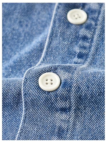 MakeMeChic Boy's Hooded Denim Jacket Long Sleeve Single Breasted Jean Coats Outerwear3