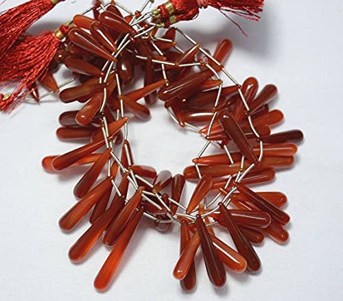 LKBEADS Perles Onyx Rouge en forme de goutte unie de 6x16mm à 7x30mm pour enfilage de bijoux