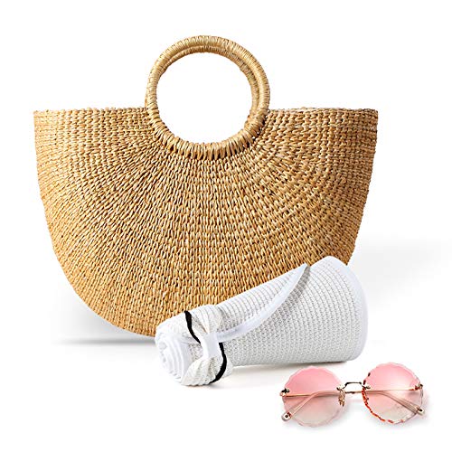 Viseras solares plegables para mujer, sombrero de paja de ala ancha para verano, playa, sombrero de paja enrollable, A01 Blanco, para 22-23.2(7, 7 1/8, 7 1/4) 9