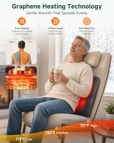 Image of Snailax 4D Shiatsu Back Massager with Heat, Deep Tissue Neck Massager