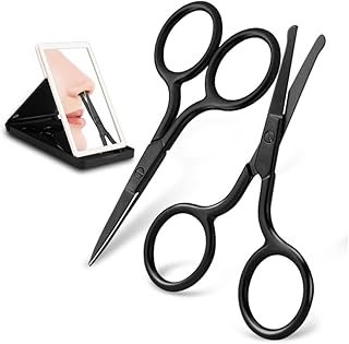 FRCOLOR 2 Pçs Vibrissa Tesoura Nariz Aparador De Pêlos Nariz Sobrancelha Aparador Aço Inoxidável Nariz Tesoura De Cabelo 2 Peças Conjunto
